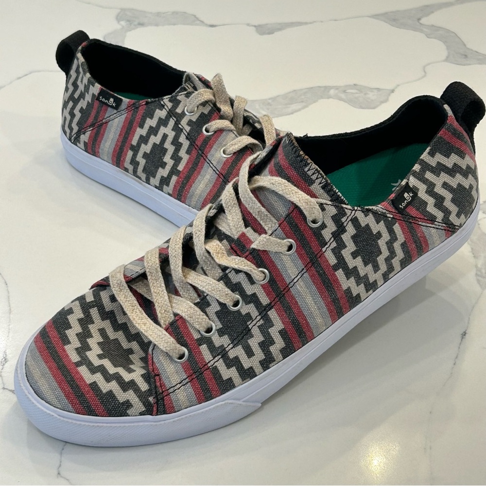 Sanuk Men’s Staple Funk Lace Up Sneakers 10 Southwest Print Woven Hemp Pristine